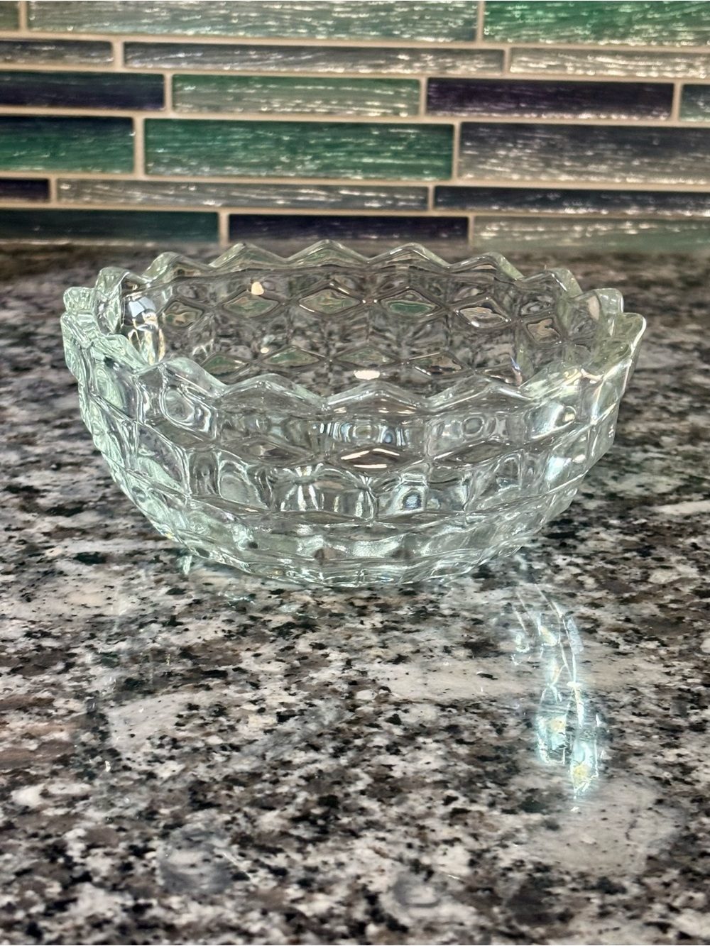 Vintage Fostoria American Clear Cubist Glass Nappy Bowl - Picture 8 of 9